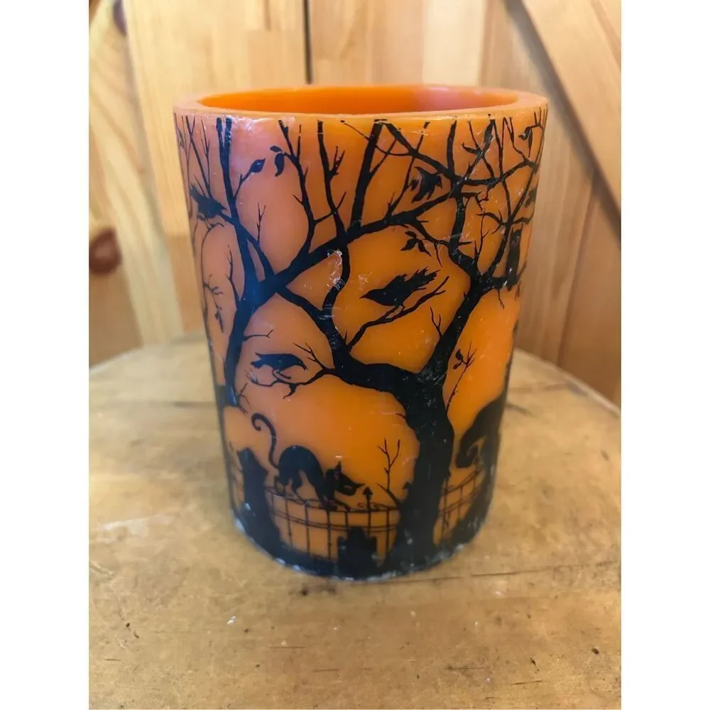 Haloween Spooky Time Tealight Pillar Holder Jar Candle Holder Plastic or Wax (84